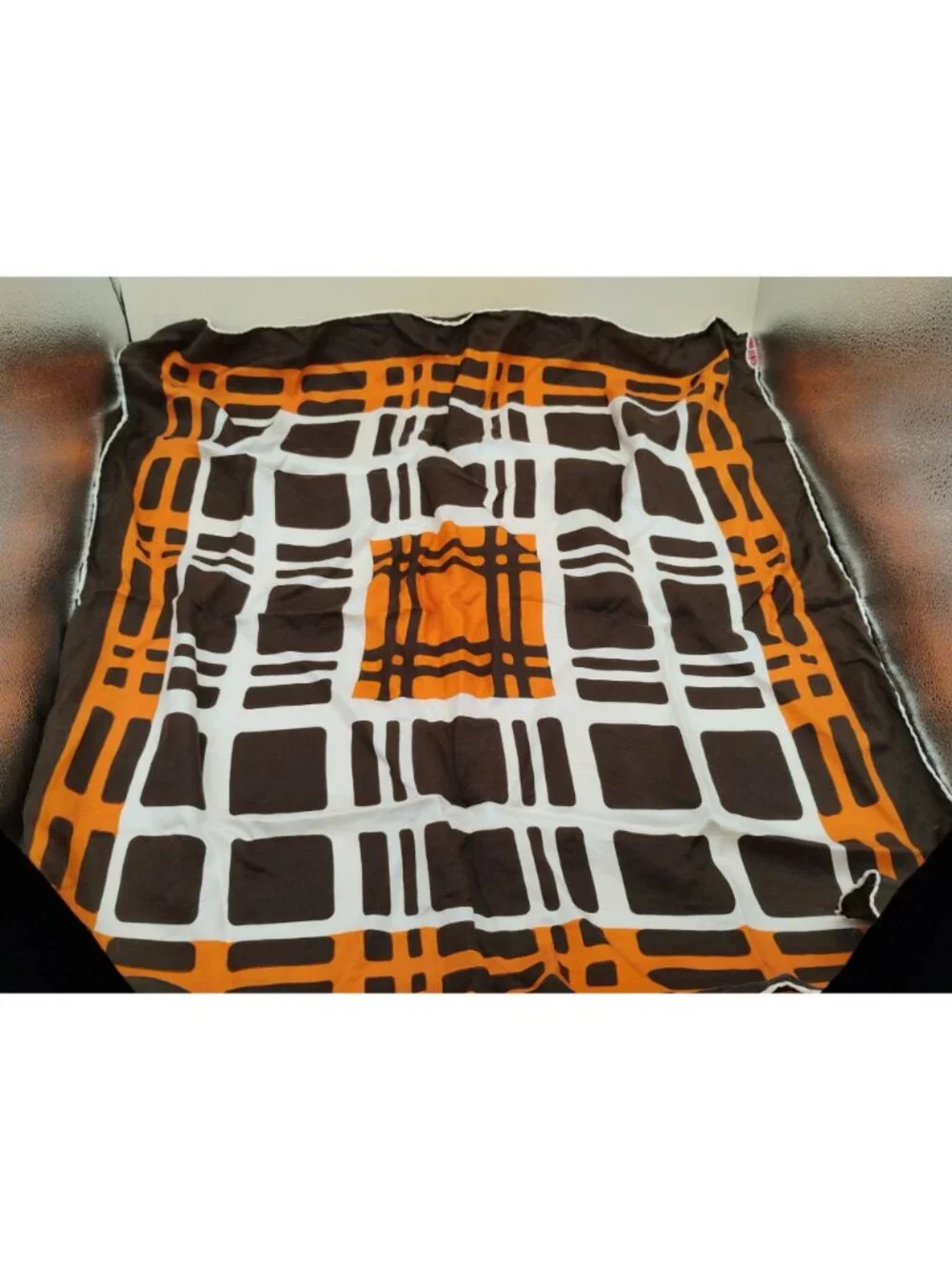 Vintage Kreier & J Wilson Geometric Scarves Orange Brown Retro Midcentury MCM